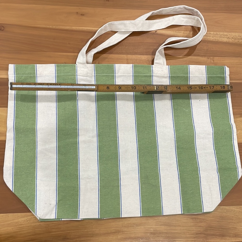 Bonjour Los Angeles - Sezane tote bag green and beige stripes - Picture 4 of 8